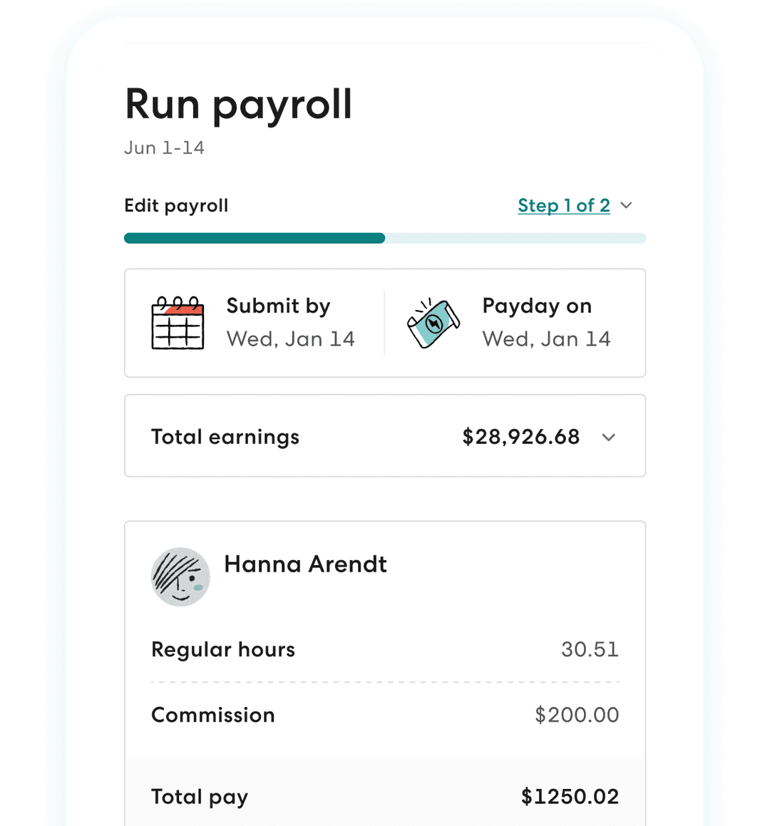 Aperçu de l'application PayéSimple sur mobile